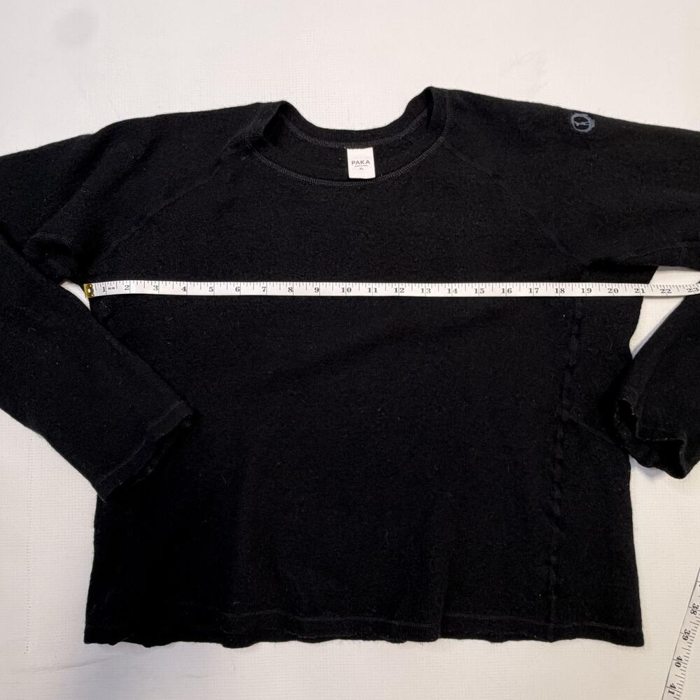 Paka Sweater Womens XL Black Royal Alpaca Merino Crewneck Thumbholes Pullover - Picture 7 of 11
